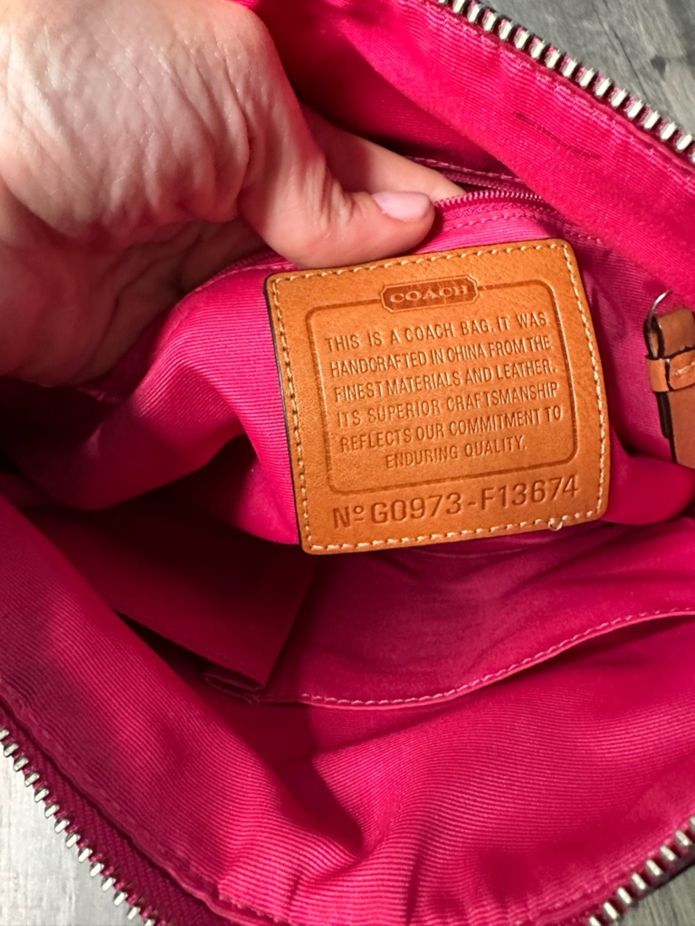 Coach Signature Canvas Pink Stripe Shoulder Bag Small Zip Top Purse - Picture 3 of 7